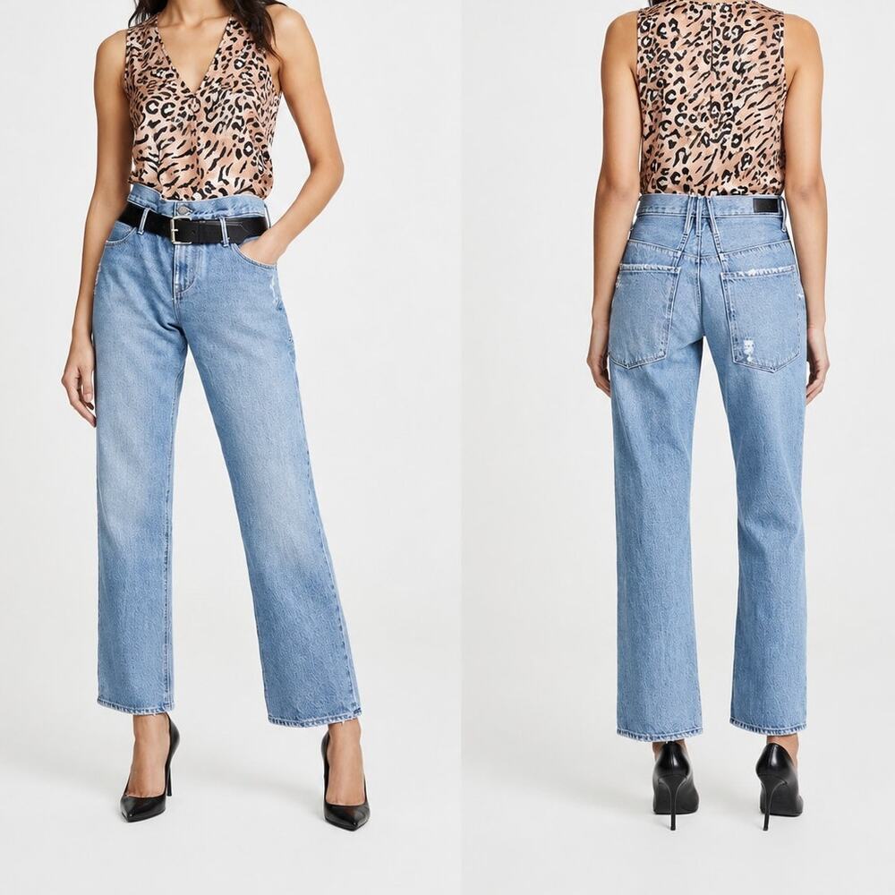 RtA Dexter Belted High Rise Straight Leg Boyfriend Jeans size Medium